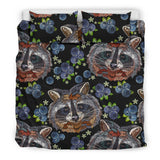 Raccoon Blueburry Pattern Bedding Set