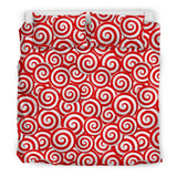 Red and White Candy Spiral Lollipops Pattern Bedding Set