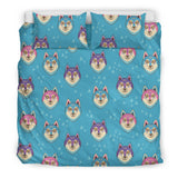 Siberian Husky Head Pattern Bedding Set