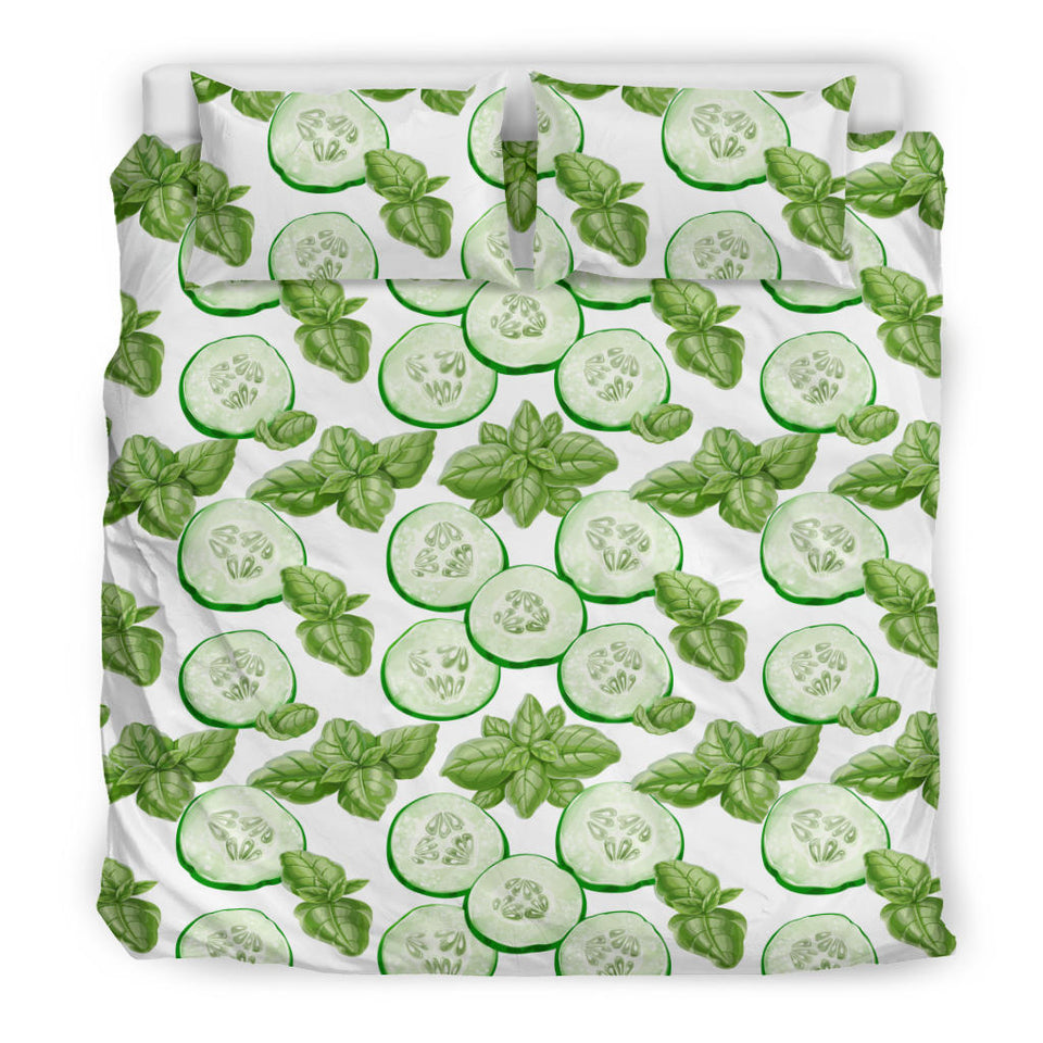 Sliced Cucumber Leaves Pattern Bedding Set