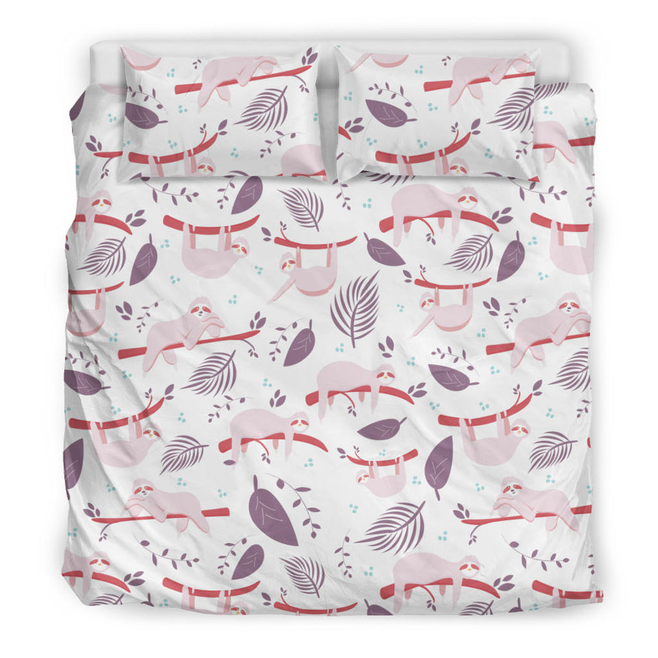 Sloth Leaves Pattern Bedding Set