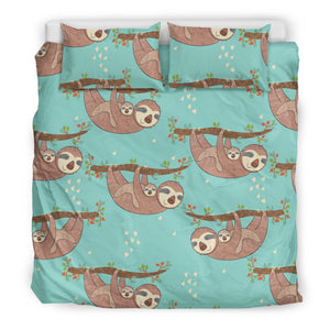 Sloth Mom and baby Pattern Bedding Set