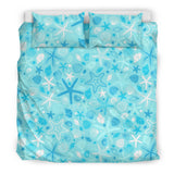 Starfish Shell Blue Theme Pattern Bedding Set