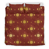 Sun Pattern Red Background Bedding Set