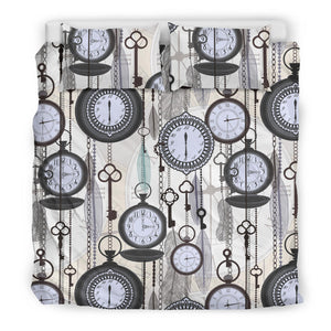 Vintage Clock Pattern Bedding Set