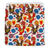 Colorful Rooster Chicken Guitar Pattern Bedding Set