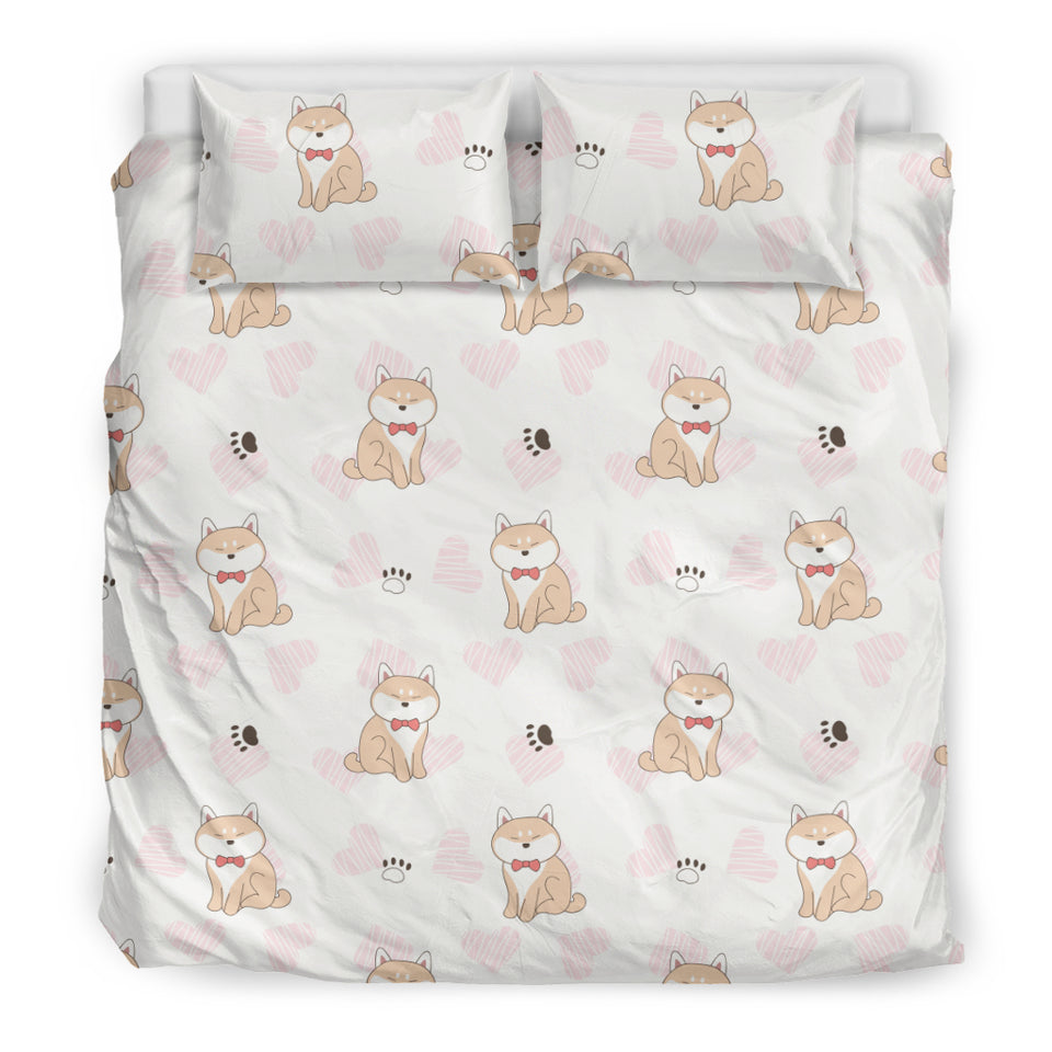 Cute Shiba Inu Heart Pattern Bedding Set