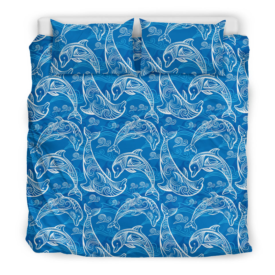 Dolphin Tribal Blue Pattern  Bedding Set