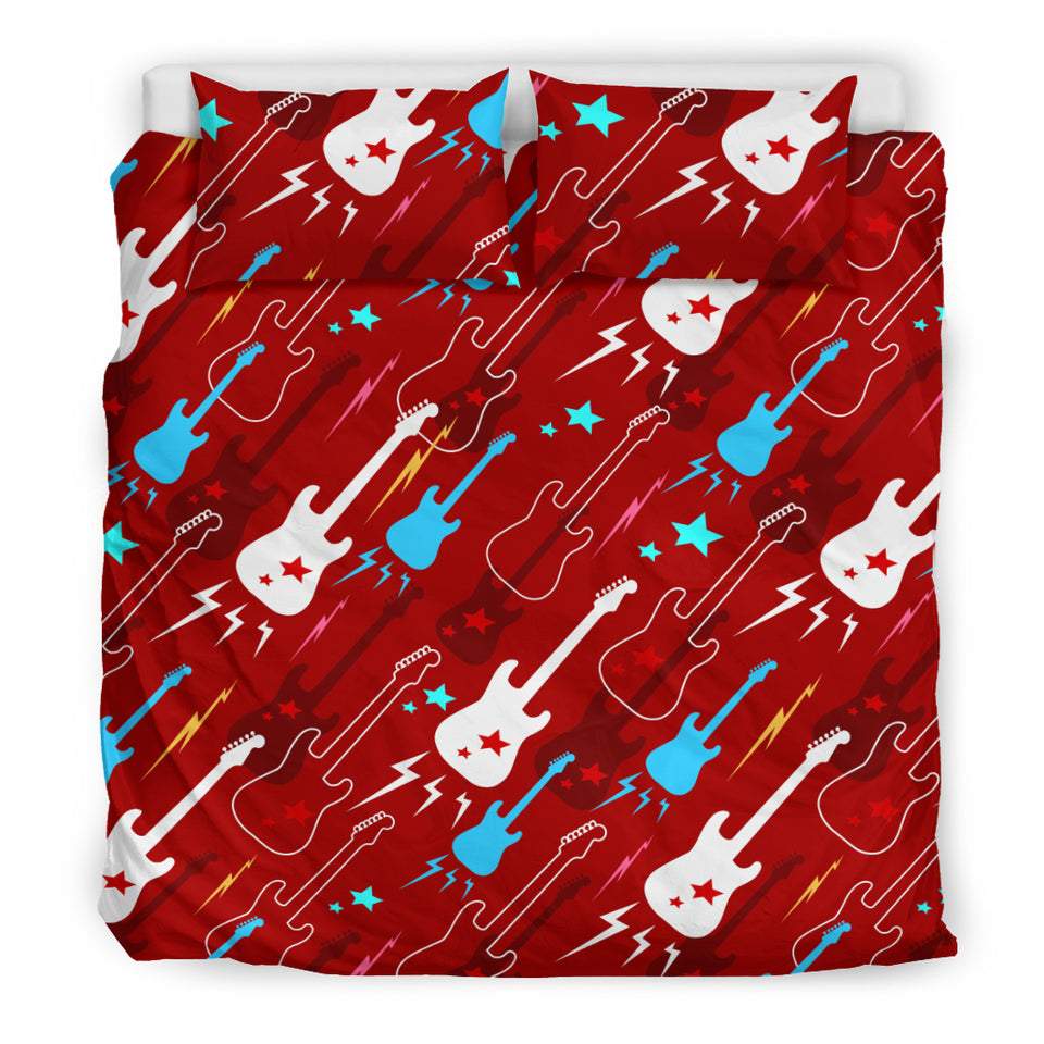 Electical Guitar Red Pattern Bedding Set