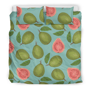 Guava Pattern Green Background Bedding Set