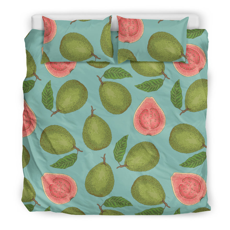 Guava Pattern Green Background Bedding Set