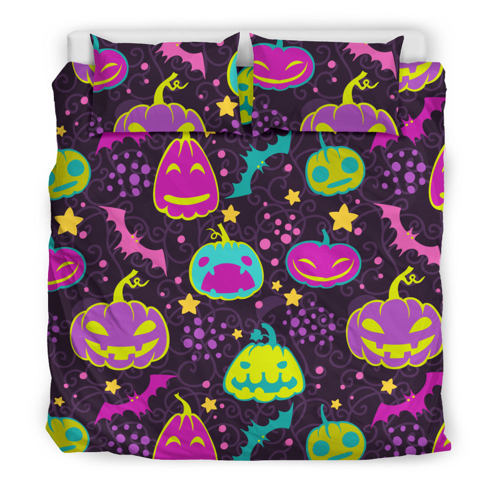 Halloween Pumpkin Bat Pattern Bedding Set