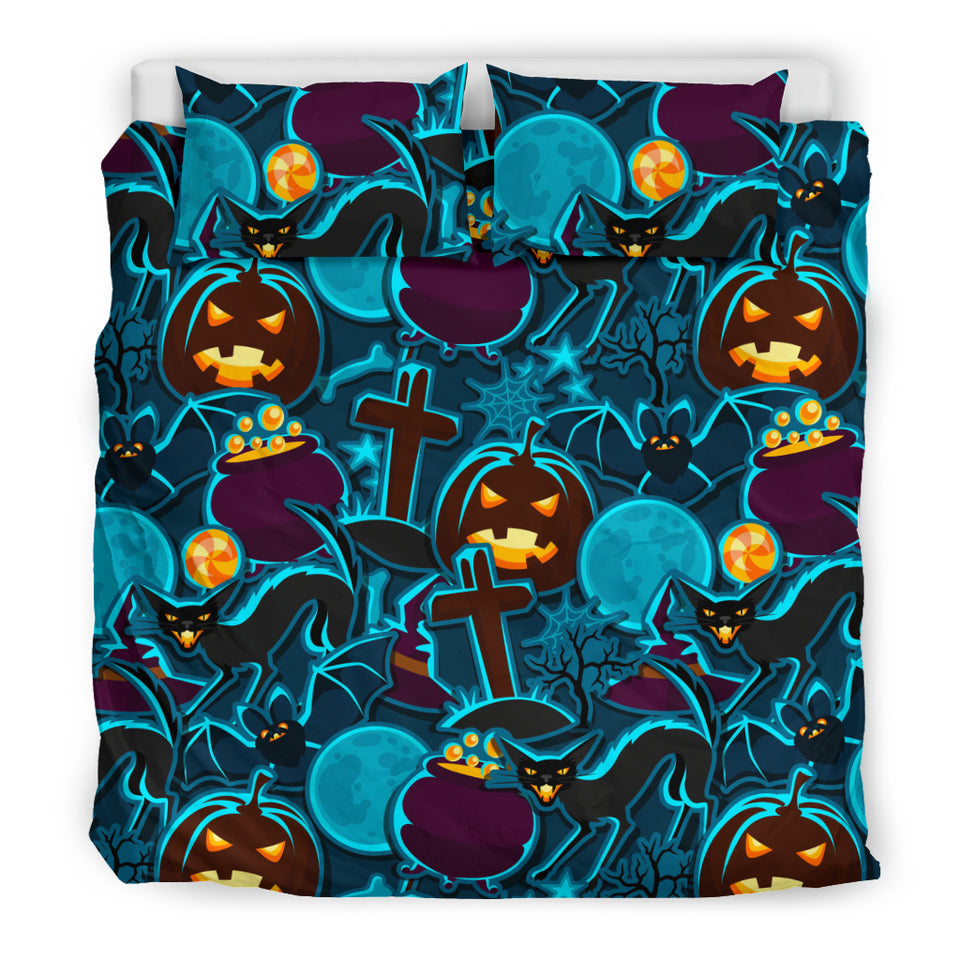 Halloween Pumpkin Cat Pattern Bedding Set
