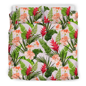 Heliconia Hibiscus Leaves Pattern Bedding Set