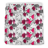 Horse Head Rose Pattern Bedding Set