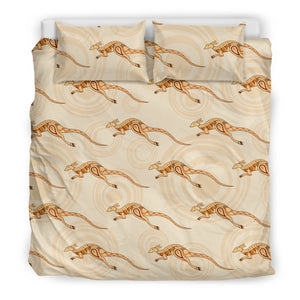 Kangaroo Aboriginal Pattern Background Bedding Set