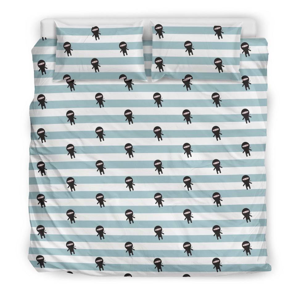 Ninja Pattern Stripe Background Bedding Set