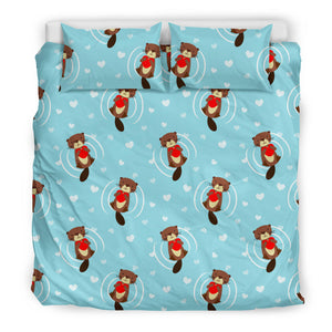 Otter Heart Pattern Bedding Set