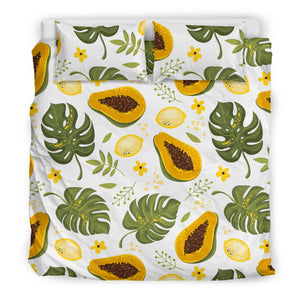 Papaya Leaves Flower Pattern Bedding Set