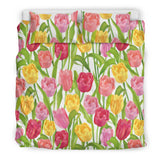 Pink Red Yellow Tulip Pattern Bedding Set