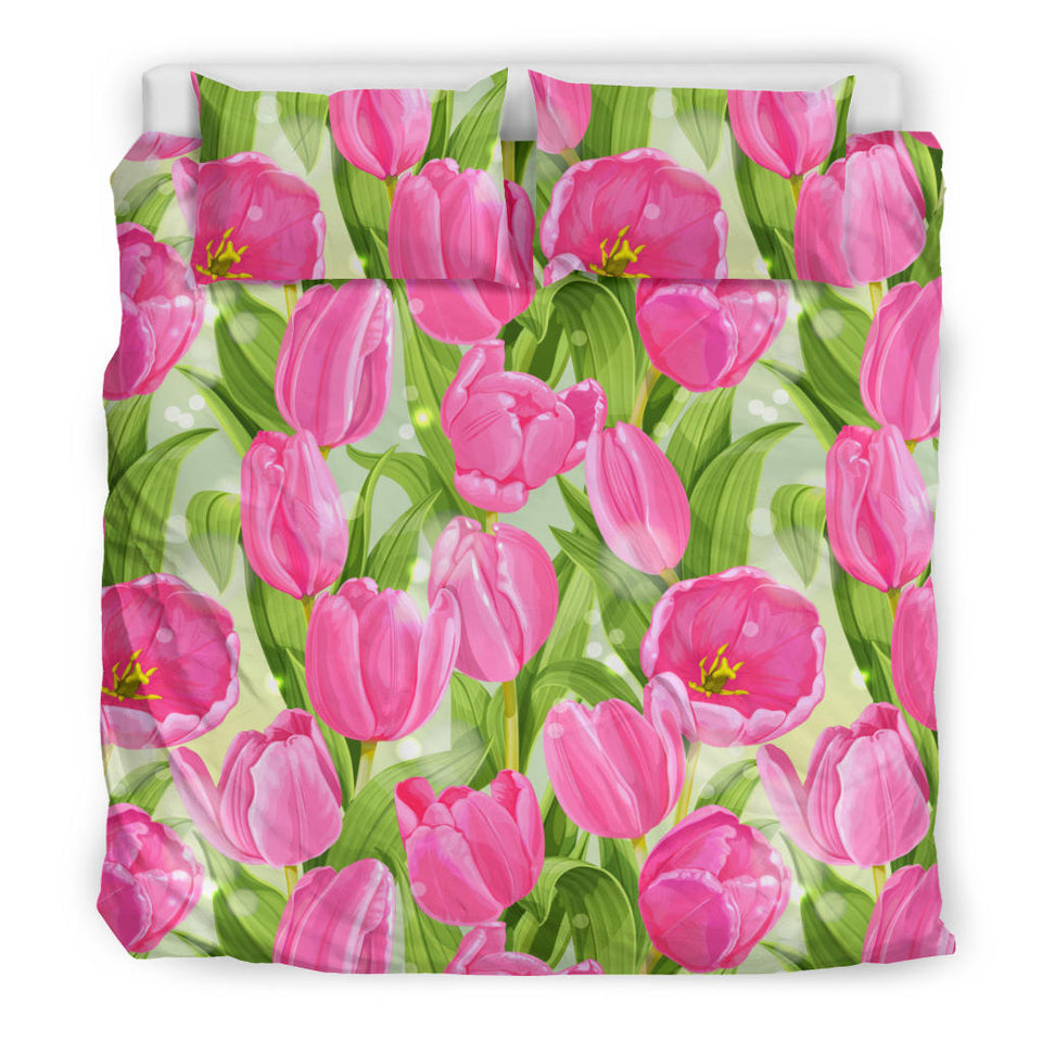 Pink Tulip Pattern Bedding Set