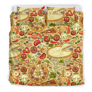 Pizza Pattern Background Bedding Set