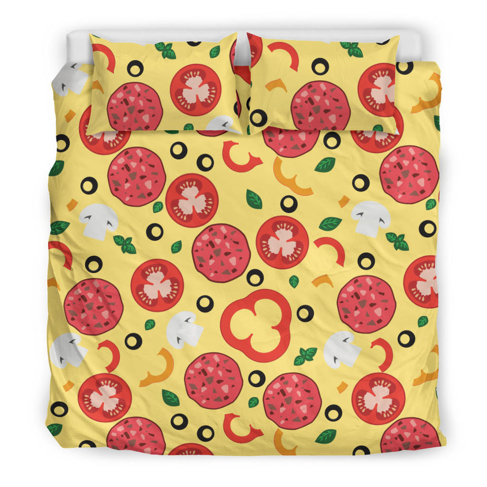 Pizza Tomato Salami Texture Pattern Bedding Set