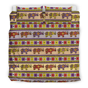 Rhino African Afro Dashiki Adinkra Kente Pattern Bedding Set