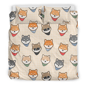 Shiba Inu Head Pattern Bedding Set