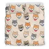 Shiba Inu Head Pattern Bedding Set