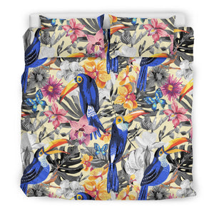 Toucan Leaves Flower Pattern Bedding Set