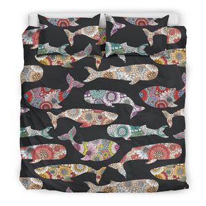 Whale Flower Tribal Pattern Bedding Set