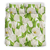 White Tulip Pattern Bedding Set