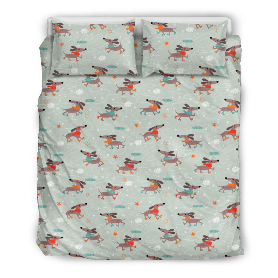 Dachshund Skating Pattern Bedding Set