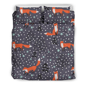 Fox Snow Winter Pattern Bedding Set