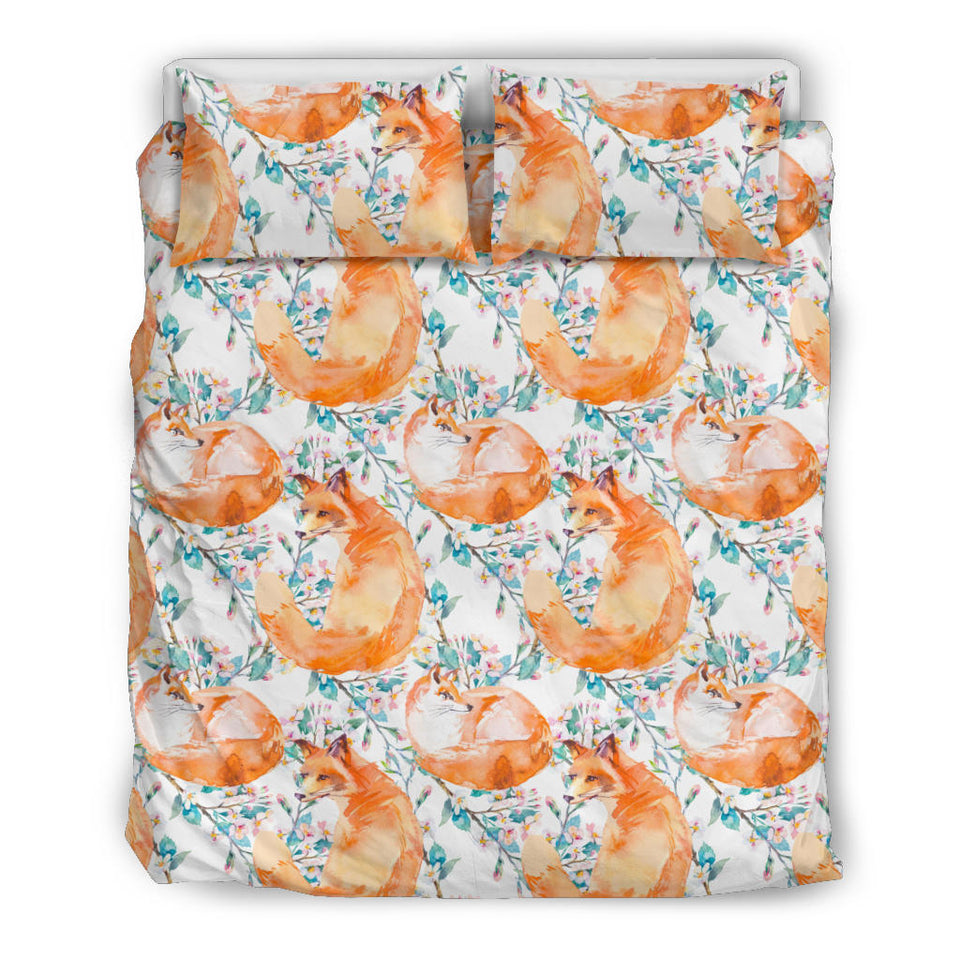 Fox Water Color Pattern Bedding Set