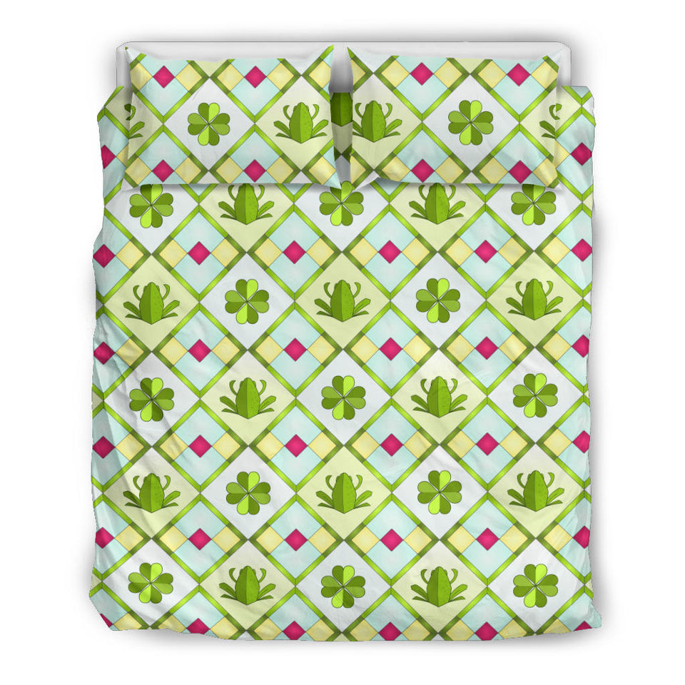 Frog Clover leaves Pattern Bedding Set