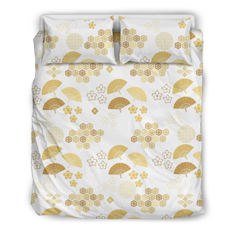 Gold Fan Japanese Pattern Bedding Set