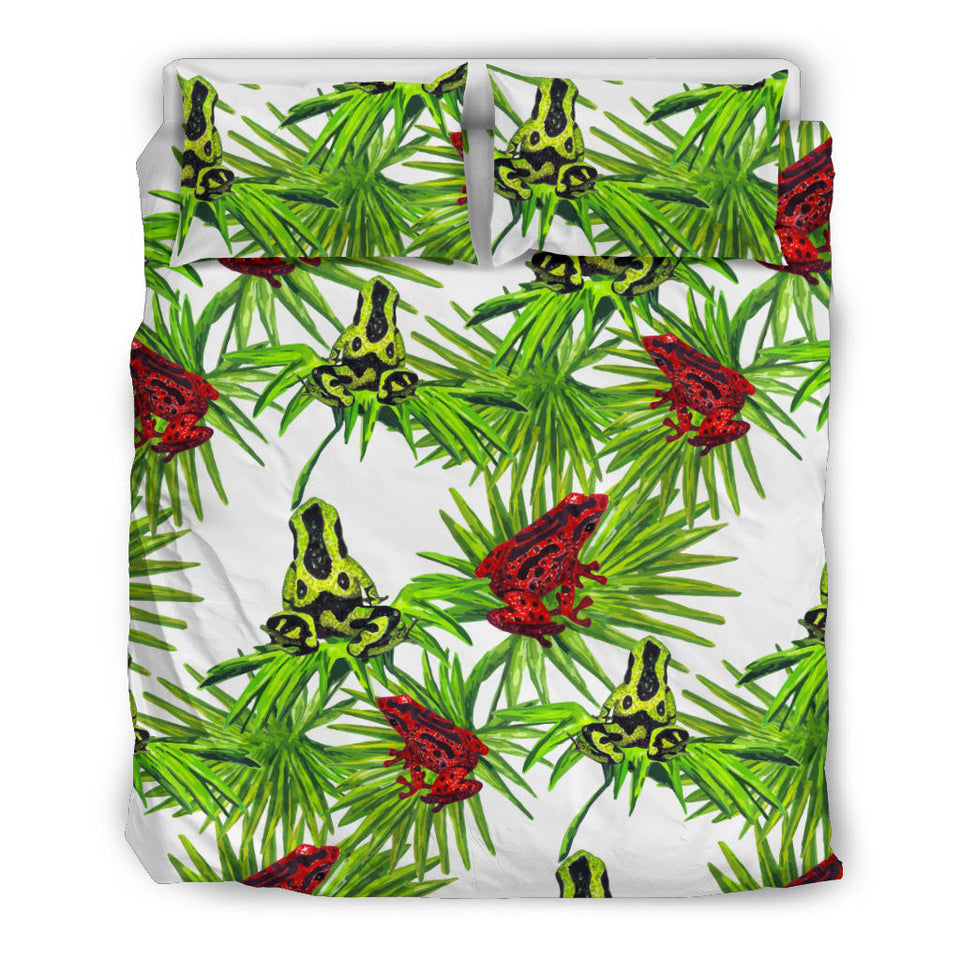 Green Red Frog Pattern Bedding Set