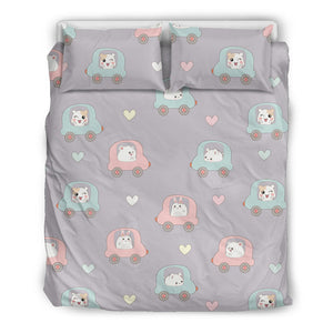 Hamster in Car Heart Pattern Bedding Set