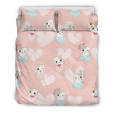 Hamster in Cup Heart Pattern Bedding Set