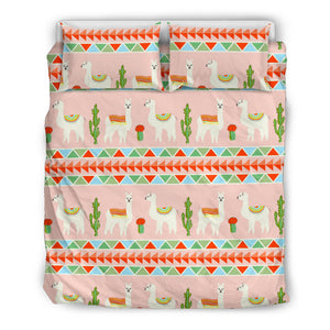 Llama Cactus Pattern background Bedding Set