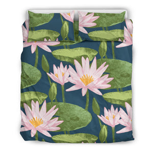 Lotus Waterlily Pattern background Bedding Set