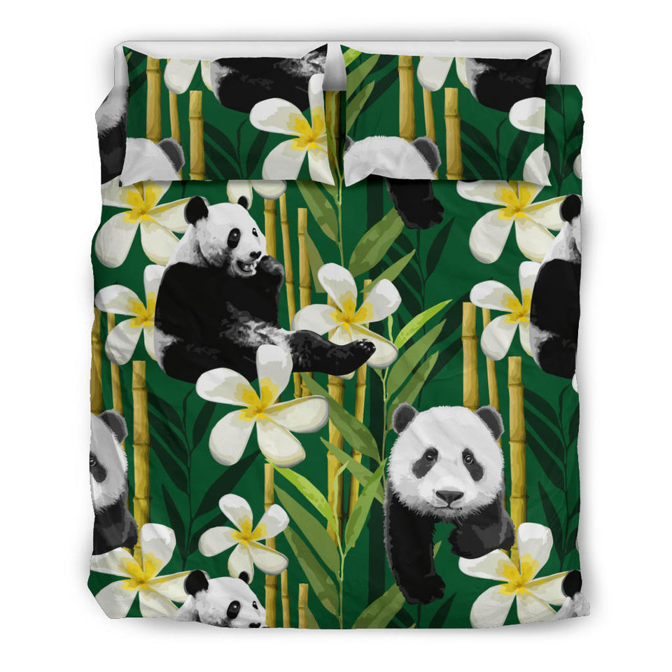 Panda Bamboo Flower Pattern  Bedding Set