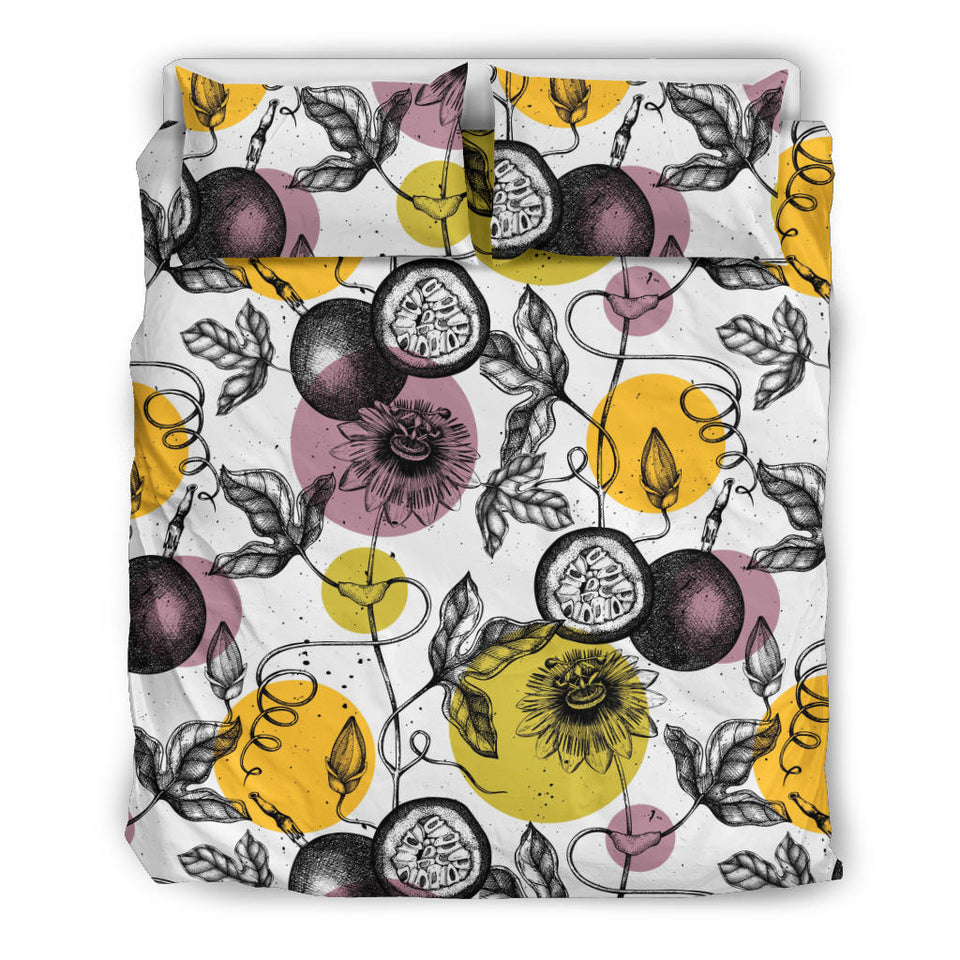 Passion Fruit Pattern Background Bedding Set