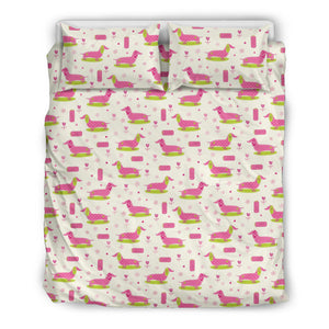 Pink Dachshund Pattern Bedding Set