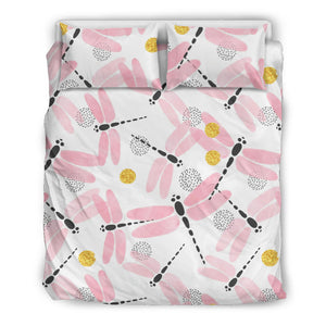 Pink Dragonfly Pattern Bedding Set