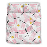 Pink Dragonfly Pattern Bedding Set