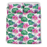 Pink Lotus Waterlily Pattern Bedding Set