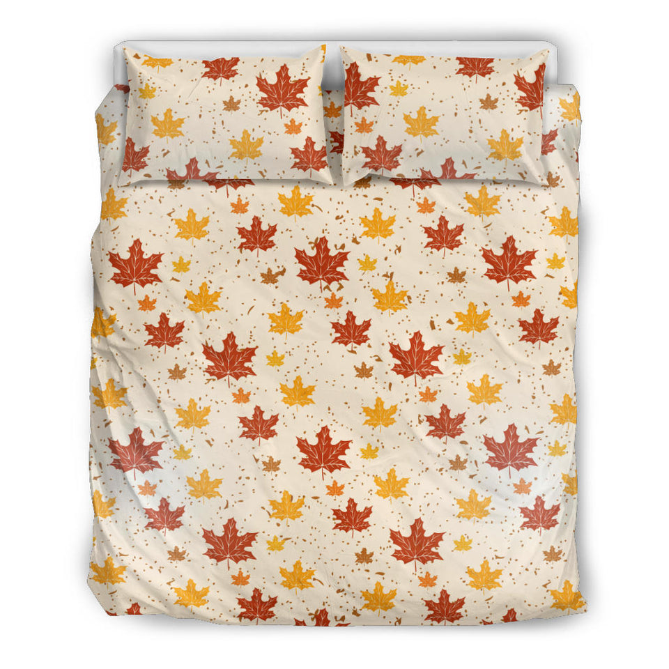 Red and Orange Maple Leaves Pattern Bedding Set